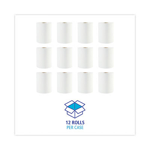 Boardwalk Hardwound Paper Towels, 1-Ply, 8" x 600 ft, White, 2" Core, 12 Rolls/Carton (6261B)