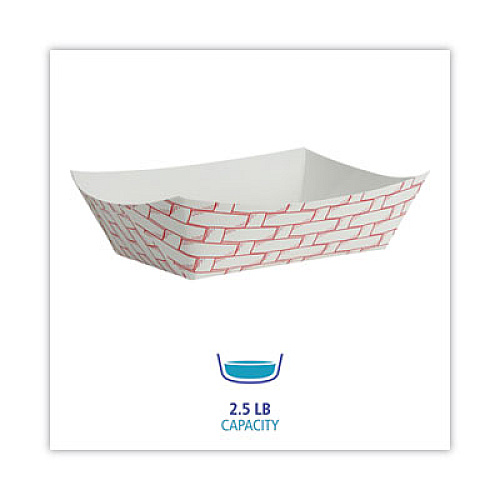 Boardwalk Paper Food Baskets, 2.5 lb Capacity, Red/White, 500/Carton (30LAG250)