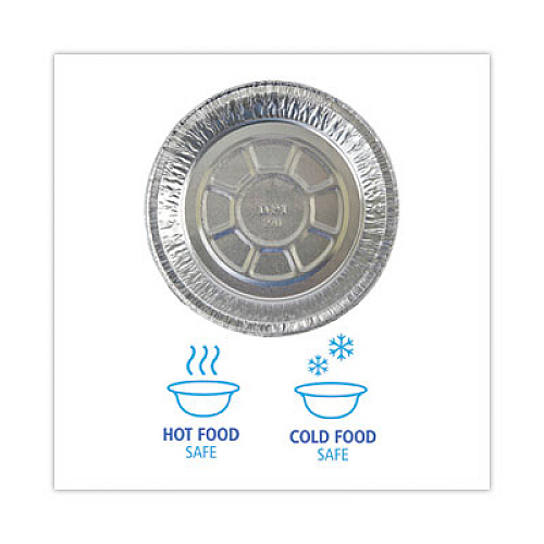 Boardwalk Round Aluminum To-Go Containers, 250 Gauge, 24 oz, 7" Diameter x 1.47" h, Silver, 500/Carton (ROUND7)