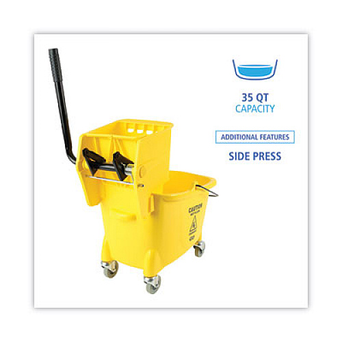 Boardwalk Pro-Pac Side-Squeeze Wringer/Bucket Combo, 8.75 gal, Yellow/Silver (2635COMBOYEL)