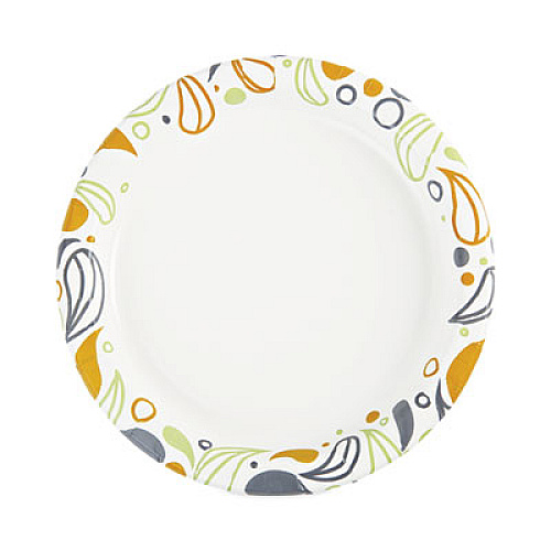 Boardwalk Deerfield Printed Paper Plates, 9" dia, Coated/Soak Proof, White/Yellow/Green/Purple, 125/Pack, 8 Packs/Carton (DEER9PLT)