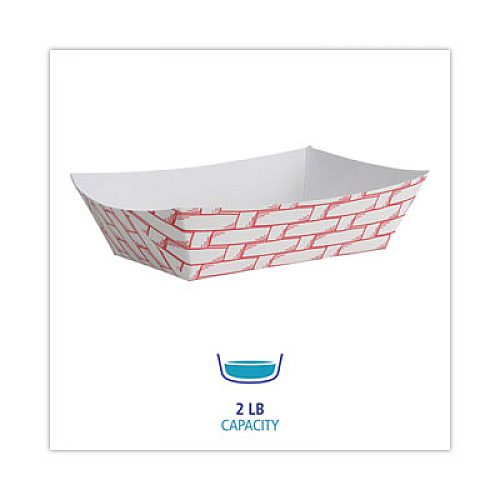Boardwalk Paper Food Baskets, 2 lb Capacity, Red/White, 1,000/Carton (30LAG200)