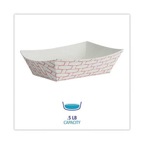Boardwalk Paper Food Baskets, 0.5 lb Capacity, Red/White, 1,000/Carton (30LAG050)