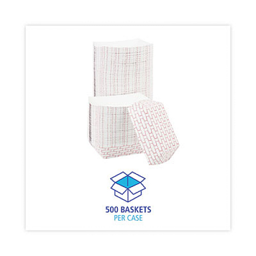 Boardwalk Paper Food Baskets, 3 lb Capacity, Red/White, 500/Carton (30LAG300)