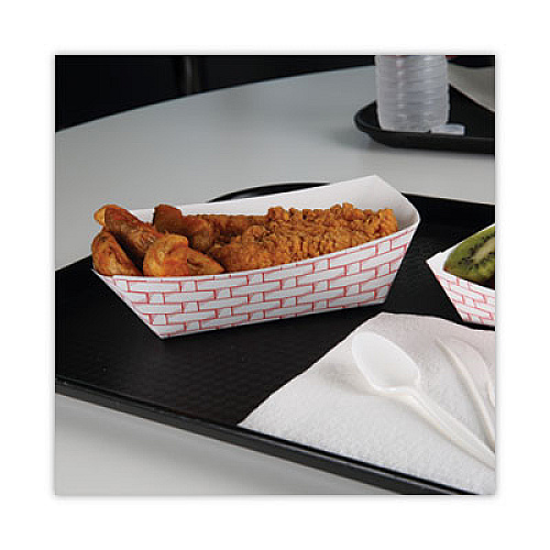 Boardwalk Paper Food Baskets, 3 lb Capacity, Red/White, 500/Carton (30LAG300)