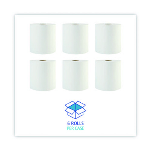Boardwalk Hardwound Paper Towels, 1-Ply, 8" x 800 ft, White, 6 Rolls/Carton (6254B)
