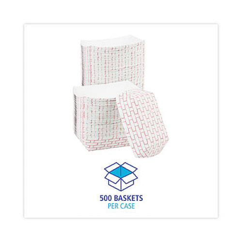 Boardwalk Paper Food Baskets, 1 lb Capacity, Red/White, 1,000/Carton (30LAG100)