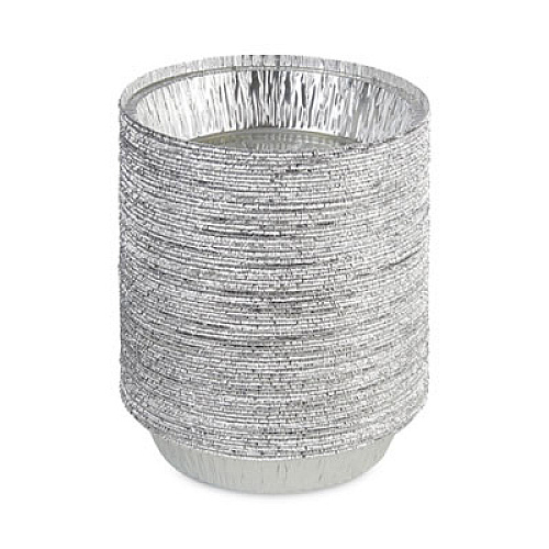 Boardwalk Round Aluminum To-Go Containers, 250 Gauge, 24 oz, 7" Diameter x 1.47" h, Silver, 500/Carton (ROUND7)