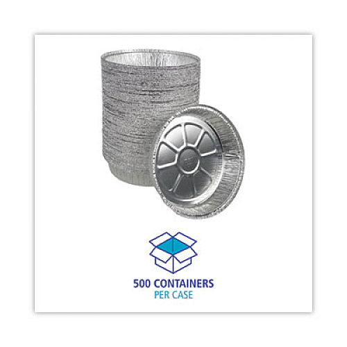 Boardwalk Round Aluminum To-Go Containers, 300 Gauge, 48 oz, 9" Diameter x 1.66" h, Silver, 500/Carton (ROUND9)
