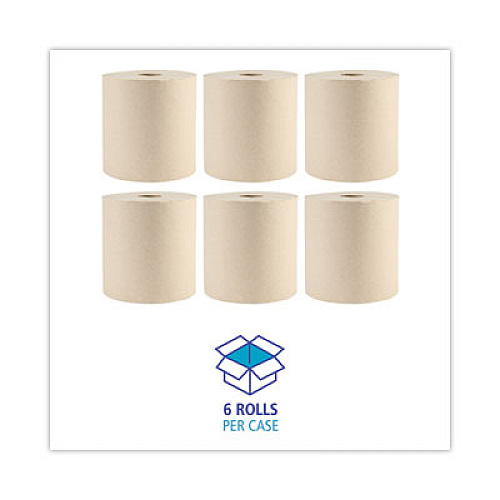 Boardwalk Green Xtra Roll Towels, 1-Ply, 8" x 800 ft, Natural, 6 Rolls/Carton (32GREEN)