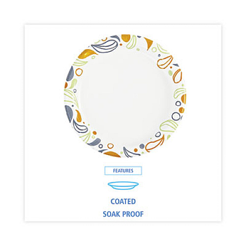 Boardwalk Deerfield Printed Paper Plates, 6" dia, Coated/Soak Proof, White/Yellow/Green/Purple, 250/Pack, 4 Packs/Carton (DEER6PLT)