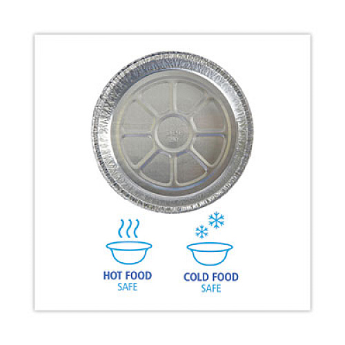 Boardwalk Round Aluminum To-Go Containers, 300 Gauge, 48 oz, 9" Diameter x 1.66" h, Silver, 500/Carton (ROUND9)