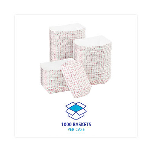 Boardwalk Paper Food Baskets, 0.25 lb Capacity, 2.69 x 4 x 1.05, Red/White, 1,000/Carton (30LAG025)