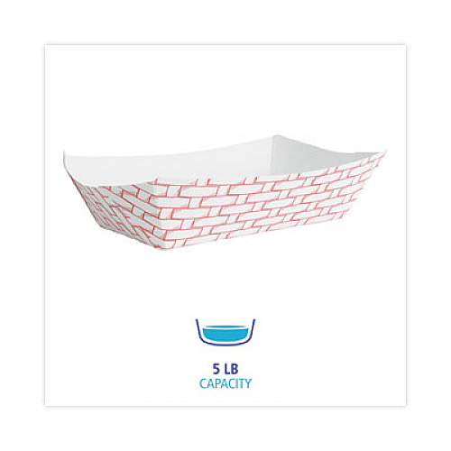 Boardwalk Paper Food Baskets, 5 lb Capacity, Red/White, 500/Carton (30LAG500)