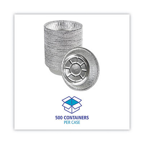 Boardwalk Round Aluminum To-Go Containers, 250 Gauge, 24 oz, 7" Diameter x 1.47" h, Silver, 500/Carton (ROUND7)
