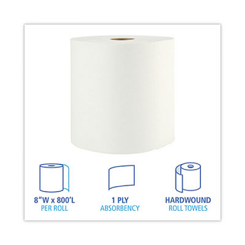 Boardwalk Xtra Roll Towels, 1-Ply, 8" x 800 ft, White, 6 Rolls/Carton (35XTRA)