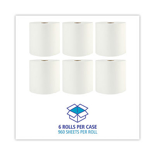 Boardwalk Xtra Roll Towels, 1-Ply, 8" x 800 ft, White, 6 Rolls/Carton (35XTRA)
