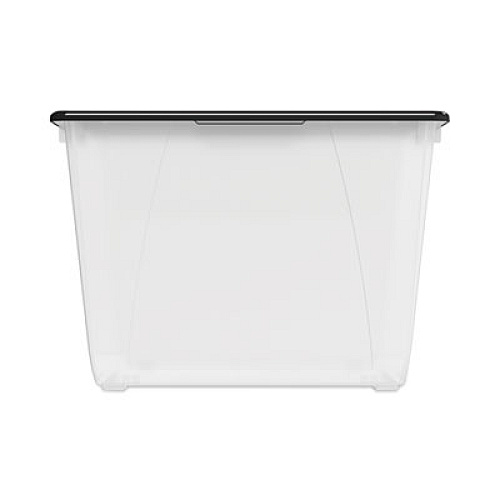 Storex Storage Tote, 16 gal, 22.7" x 18.25" x 12.86", Clear/Black (00900U04C)