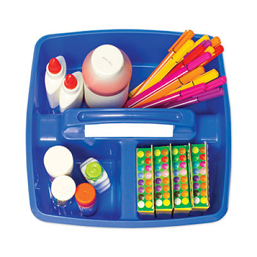 Storex Small Art Caddies, 3 Sections, 9.25" x 9.25" x 5.25", Assorted Colors, 5/Pack (00941U06C)