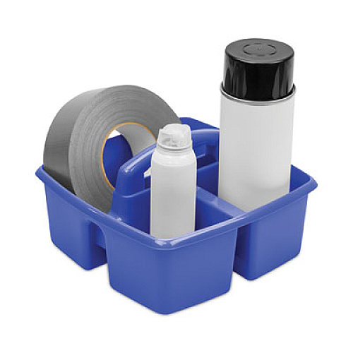 Storex Small Art Caddies, 3 Sections, 9.25" x 9.25" x 5.25", Assorted Colors, 5/Pack (00941U06C)