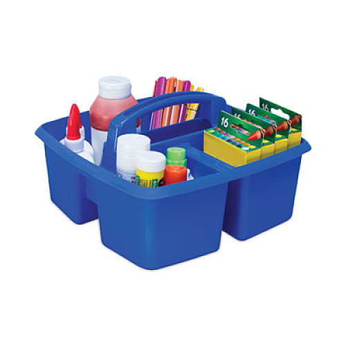 Storex Small Art Caddies, 3 Sections, 9.25" x 9.25" x 5.25", Assorted Colors, 5/Pack (00941U06C)