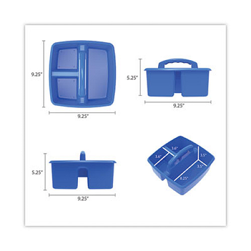 Storex Small Art Caddies, 3 Sections, 9.25" x 9.25" x 5.25", Assorted Colors, 5/Pack (00941U06C)