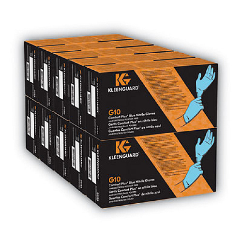 KleenGuard G10 Comfort Plus Blue Nitrile Gloves, Powder-Free, Small, 4 mil Thick, 9.5" Long, Light Blue, 100/Box (54186)