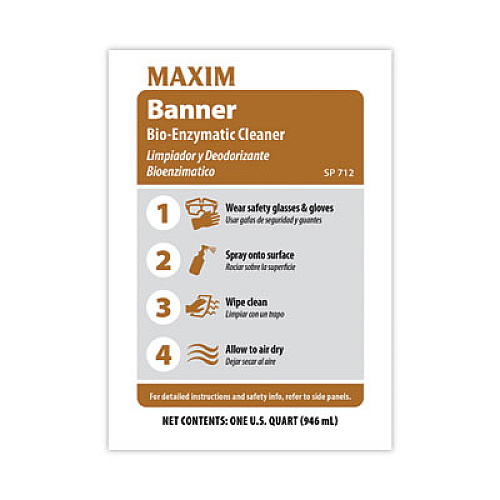 Maxim Banner Bio-Enzymatic Cleaner, Safe-to-Ship, Fresh Scent, 32 oz Bottle, 6/Carton (07120086)