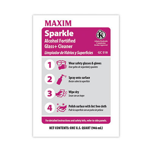 Maxim RTU Sparkle Glass Cleaner, Safe-to-Ship, 32 oz Bottle, 6/Carton (05180086)