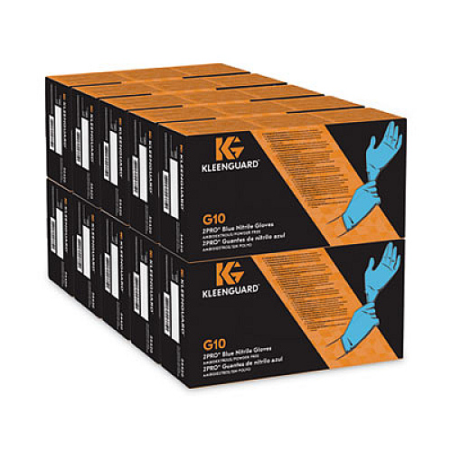 KleenGuard G10 2PRO Nitrile Gloves, Powder-Free, X-Small, 6 mil Thick, 9.5" Long, Blue, 100/Box, 10 Boxes/Carton (54420)