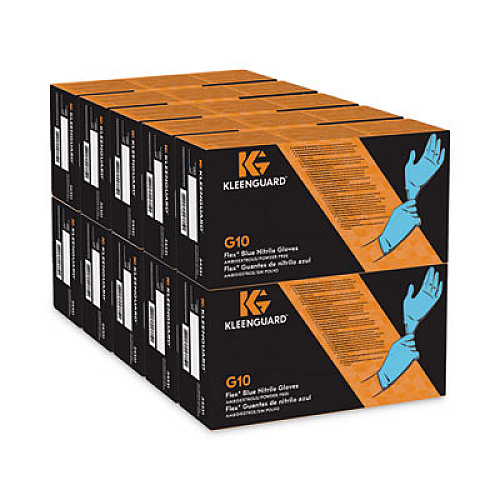 KleenGuard G10 Flex Blue Nitrile Gloves, Powder-Free, X-Small, 3 mil Thick, 9.5" Long, Blue, 100/Box, 10 Boxes/Carton (54331)
