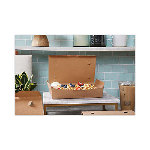 Pactiv Evergreen EarthChoice Tamper Evident OneBox Paper Box, 9.7 x 5.6 x 2, Brown, 100/Carton (NOB02KECTE)