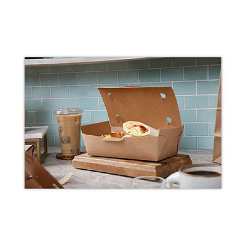 Pactiv Evergreen EarthChoice Tamper Evident OneBox Paper Box, 9.9 x 5.9 x 2.8, Brown, 162/Carton (NOB04SKECTE)