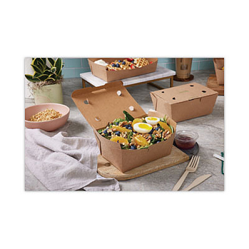 Pactiv Evergreen EarthChoice Tamper Evident OneBox Paper Box, 5.6 x 5.7 x 3.3, Brown, 200/Carton (NOB08KECTE)