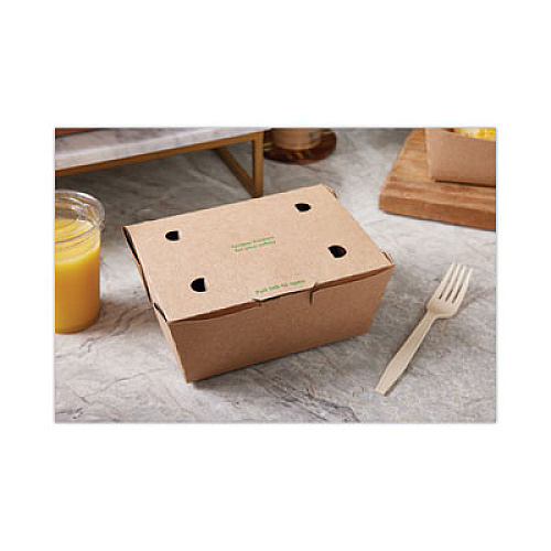 Pactiv Evergreen EarthChoice Tamper Evident OneBox Paper Box, 7.6 x 5.7 x 3.3, Brown, 160/Carton (NOB03KECTE)
