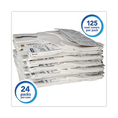 Scott Personal Seats Sanitary Toilet Seat Covers, 15 x 18, White, 125/Pack, 24 Packs/Carton (07410CT)
