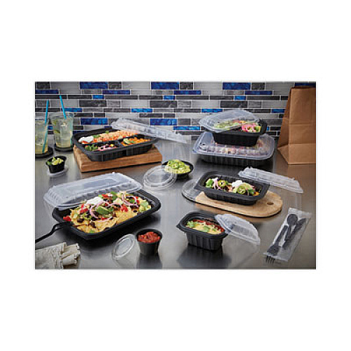 Pactiv Evergreen EarthChoice Entree2Go Takeout Container, 64 oz, 11.8 x 8.8 x 2.1, Black, Plastic, 200/Carton (YCNB12X96400)