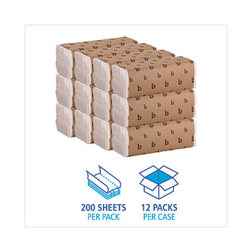 Boardwalk C-Fold Paper Towels, 1-Ply, 11.44 x 10, Bleached White, 198 Sheets/Pack, 12 Packs/Carton (6220)