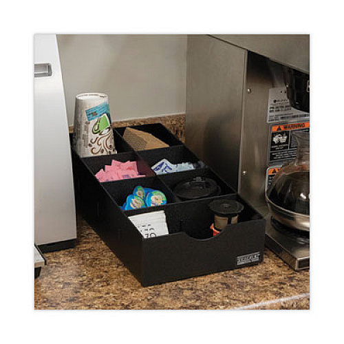 Vertiflex Commercial Grade Condiment Caddy, 7 Compartments, 8.75 x 16 x 5.25, Black (VFCC169)