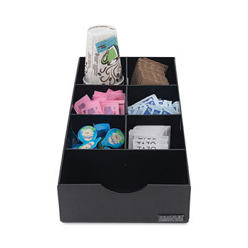 Vertiflex Commercial Grade Condiment Caddy, 7 Compartments, 8.75 x 16 x 5.25, Black (VFCC169)