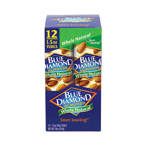 Blue Diamond Whole Natural Almonds, 1.5 oz Bag, 12 Bags/Carton (20902634)