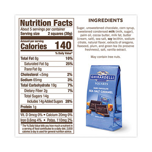 Ghirardelli Dark and Sea Salt Caramel Chocolate Squares, 5.32 oz Packs, 3 Count (30001023)