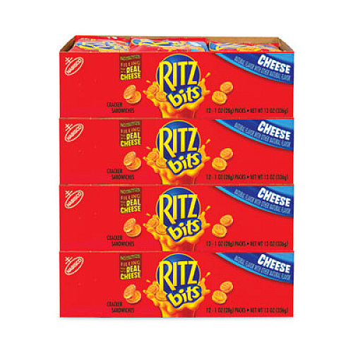 Nabisco Ritz Bits Cheese Sandwich Crackers, 1 oz Pouch, 48 Pouches/Carton (30400071)