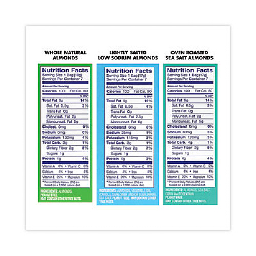 Blue Diamond Almonds Variety Pack, Assorted Flavors, 0.6 oz Pouch, 7 Pouches/Box, 6 Boxes/Carton (22000796)