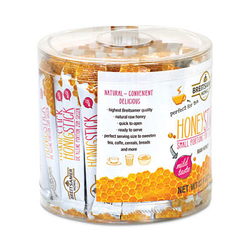 Breitsamer Honig Raw Honey Sticks, 0.28 oz, 80 Sticks/Tub, 1 Tub/Carton (20902630)