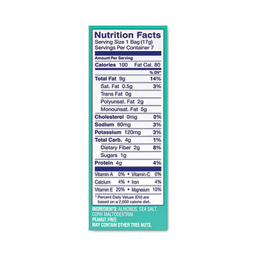 Blue Diamond Oven Roasted Sea Salt Almonds, 0.6 oz Bag, 7 Bags/Box, 6 Box/Carton (22000794)