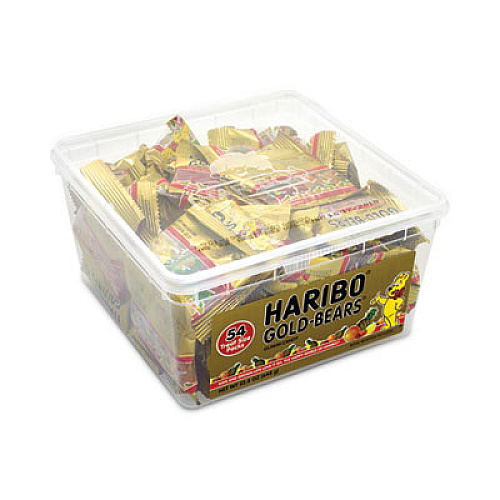 Haribo Goldbears Gummi Candy, 0.4 oz Pouches, Lemon; Orange; Pineapple; Rasberry; Strawberry, 54/Carton (20900181)