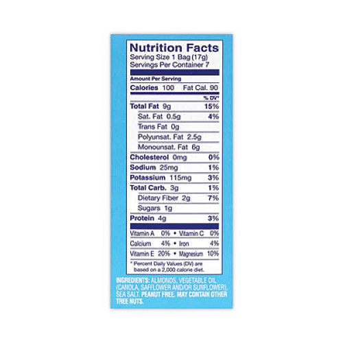Blue Diamond Low Sodium Lightly Salted Almonds, 1.5 oz Bag, 42 Bags/Carton (22000795)