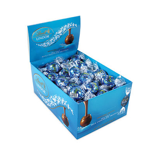 Lindt Lindor Truffles Milk Chocolate Sea Salt, 1.85 lb, 60 Pieces/Carton (20900387)