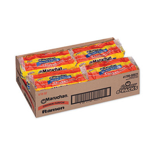 Maruchan Ramen Noodle Soup Chicken Flavor Souper, 3 oz, 6/Package, 4 Packages/Pack (30700038)